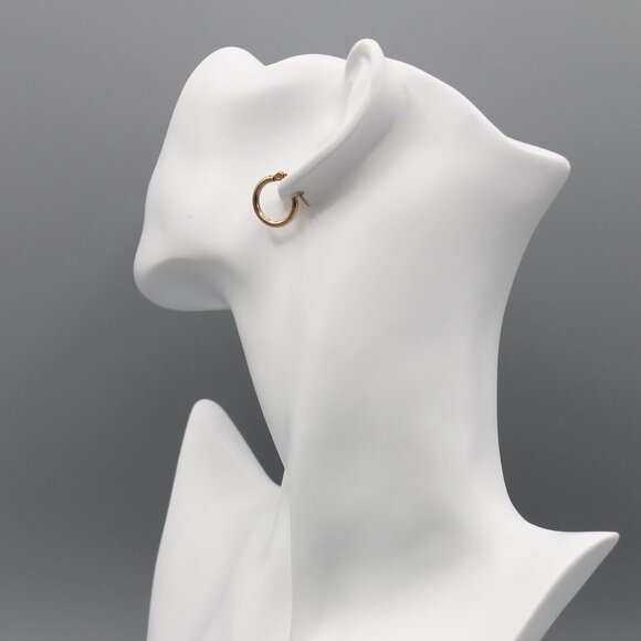 Jewelry earrings hoop hoops 15mm wide thin rose gold tone small elegant new - Picture 9 of 9